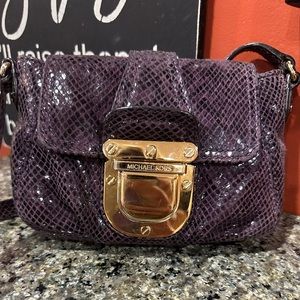 Small Michael Kors purple snake skin crossbody purse